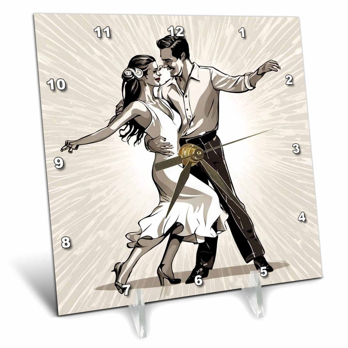 Desk Clock - Strictly Salsa Couple Dancing With Pazazz Vector Art - Dancers