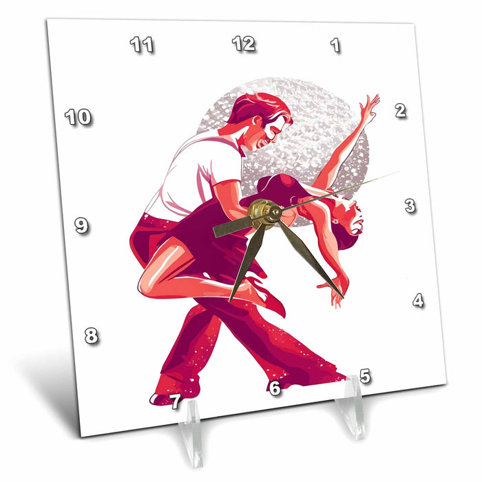 Desk Clock - Strictly Salsa Couple Dancing With Glitter Ball Vector Art - Dancers