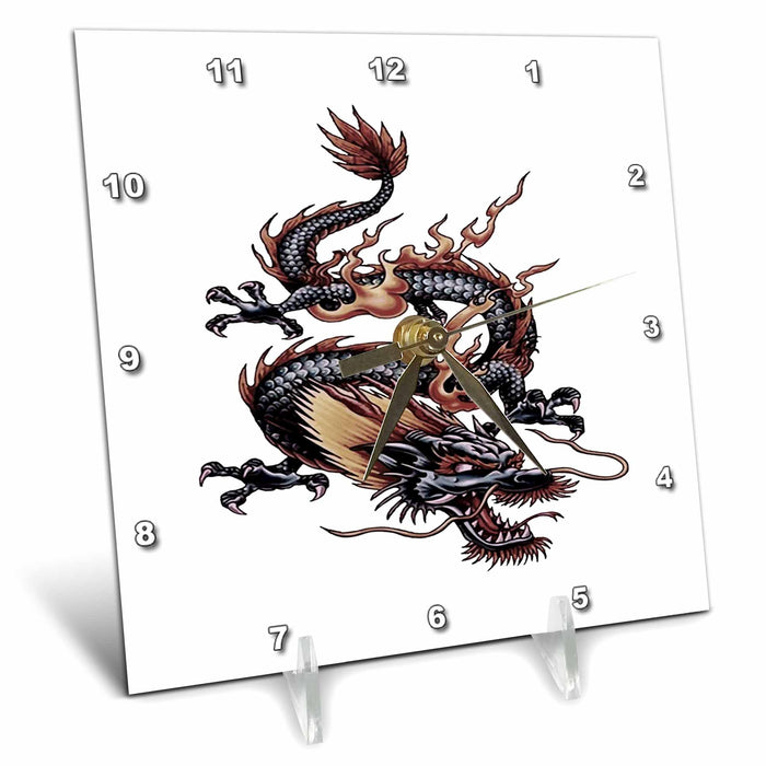 Desk Clock - Chinese Dragon Painting Isolated Cut Out Vector Art - Chinese Dragon