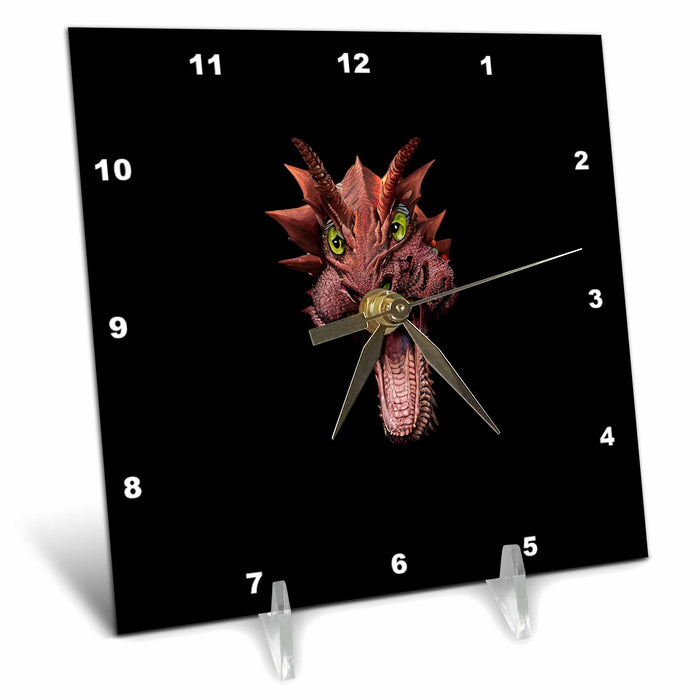 Desk Clock - Crazy Dragon Vector Caricature Vector Art - Fantasy Dragon