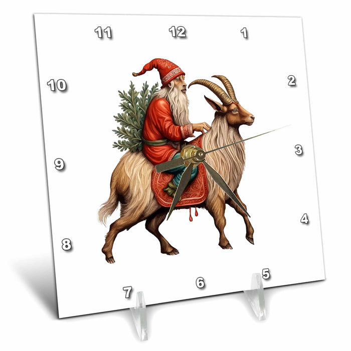 Desk Clock - Julbocken Yule Goat A Creature Of Scandanivian Mythology Vector Art - Julbocken Goat And Tomte