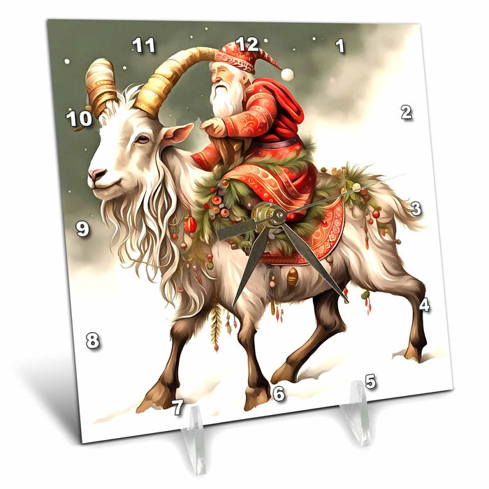 Desk Clock - Scandanivian Mythology Julbocken Yule Goat And Tomte Vector Art - Julbocken Goat And Tomte