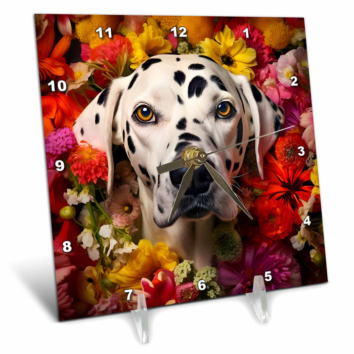 Desk Clock - Dalmatian with floral background CR Media - Illustrations