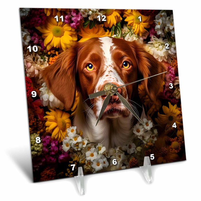 Desk Clock - Brittany with floral background CR Media - Illustrations