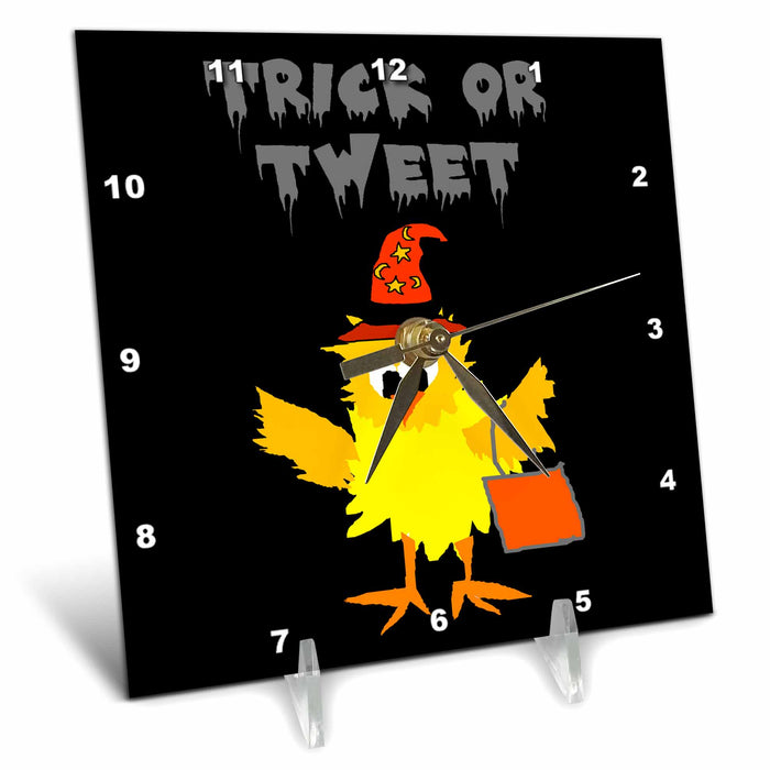 Desk Clock - Funny Cute Chicken Halloween Trick or Tweet Pun Holiday Satire Funny