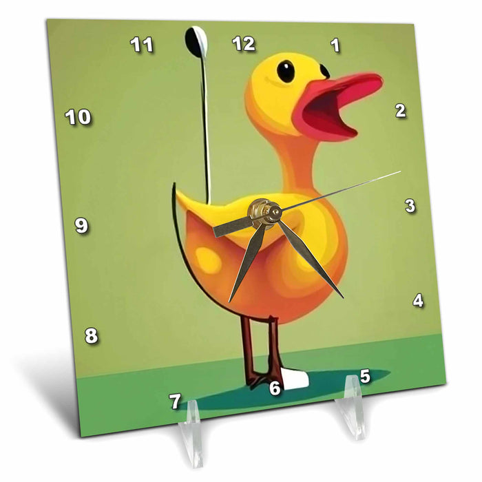 Desk Clock - Cute Funny Yellow Duck Playing Golf Golfers Sports Golfing Cubism Sports and Hobbies