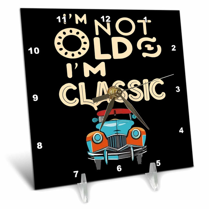 Desk Clock - Cool Funny Classic Car Im not old Im classic for car collectors Sports and Hobbies