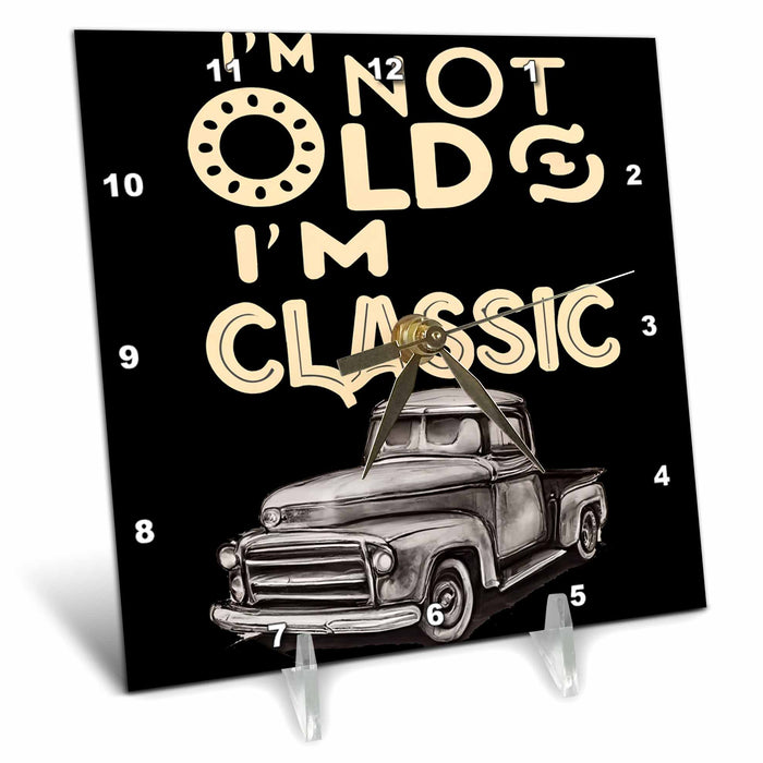 Desk Clock - Cool Funny Classic Truck Im not old Im classic for truck lovers Sports and Hobbies