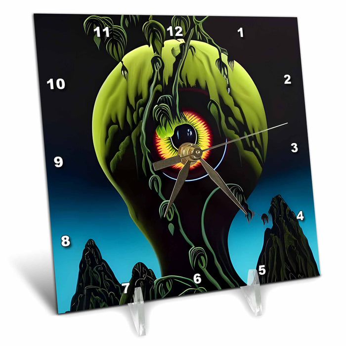 Desk Clock - Horror Plant With an Eyeball Digital Art