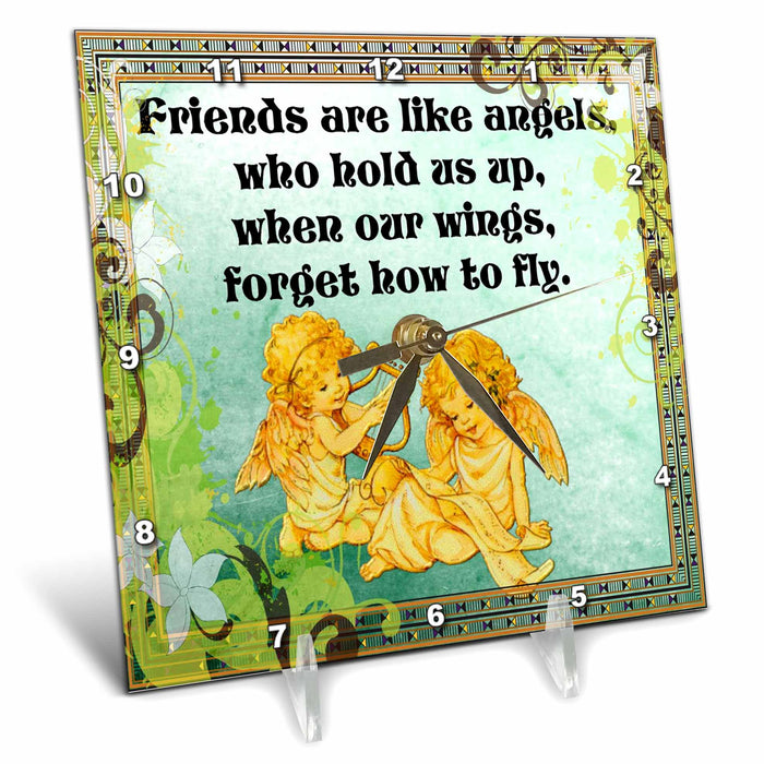 Desk Clock - Friends Two harped angels with a beautiful friend poem for the perfect gift Slogans and Sayings