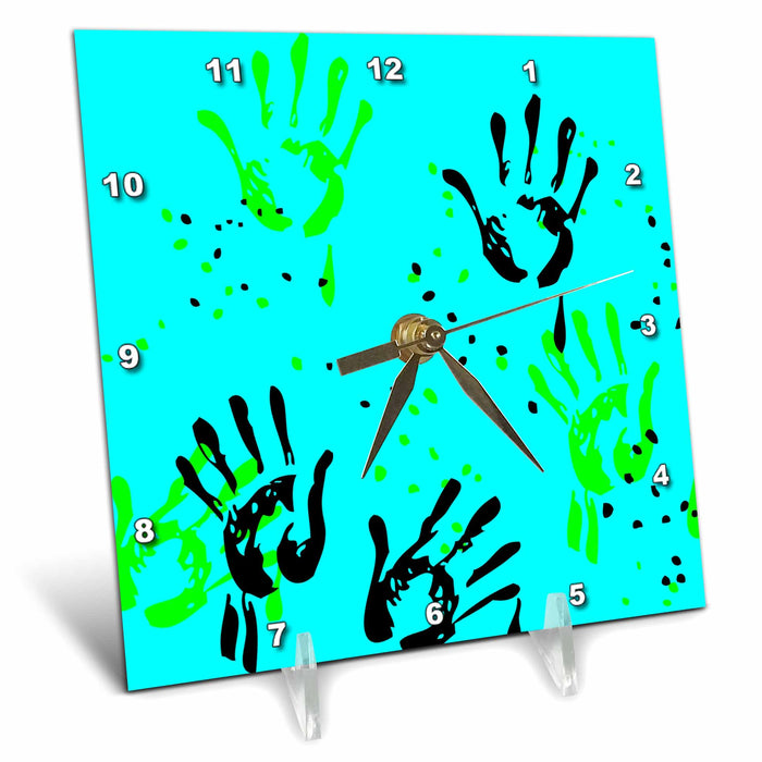 Desk Clock - Fingerpainting - Hand Prints - Kids Art PS Creations