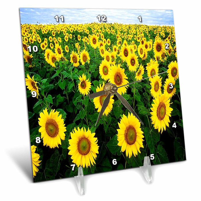 Desk Clock - Just Sunflower n Sky Flowers