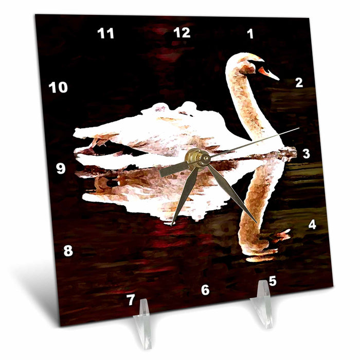 Desk Clock - Swan Birds