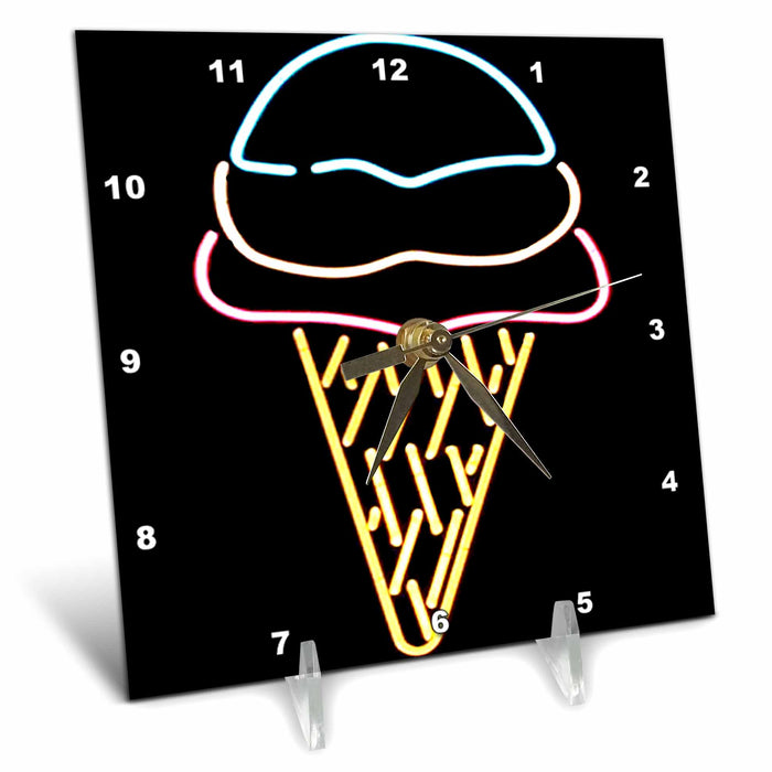 Desk Clock - Neon-like Ice Cream Cone