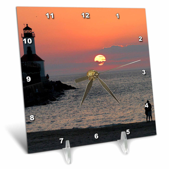 Desk Clock - USA, Indiana, Indiana Dunes State Park Lighthouse - US15 AMI0246 - Anna Miller Lighthouses