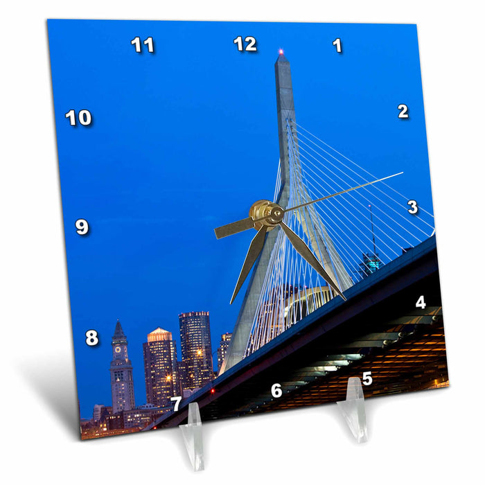 Desk Clock - USA, Massachusetts, Boston. The Zakim Bridge - US22 WBI0625 - Walter Bibikow Bridges