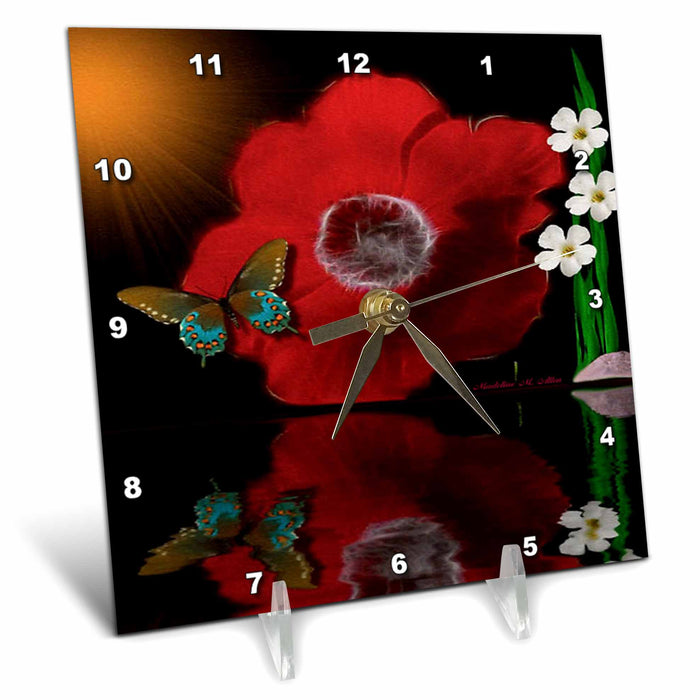 Desk Clock - Anemone Reflections Flower Art Designs