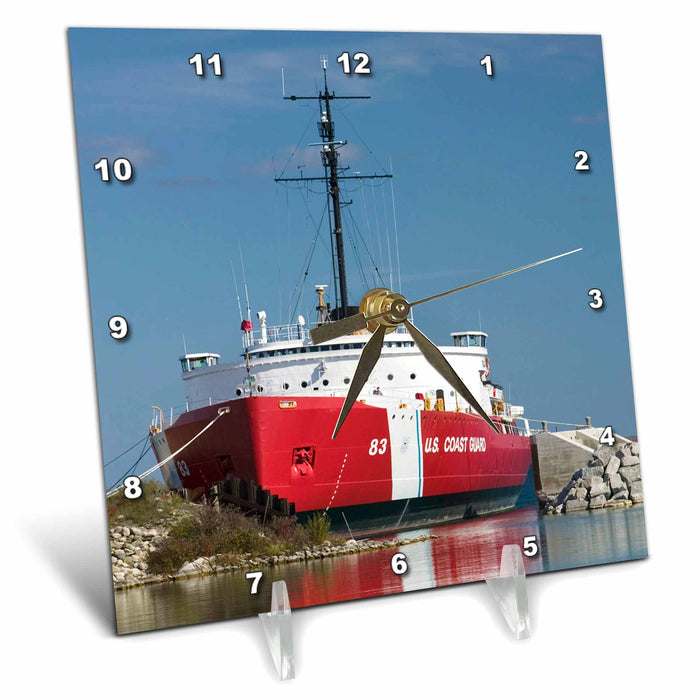 Desk Clock - MI, Straits of Mackinac, Coast Guard Icebreaker - US23 WBI0169 - Walter Bibikow Boats