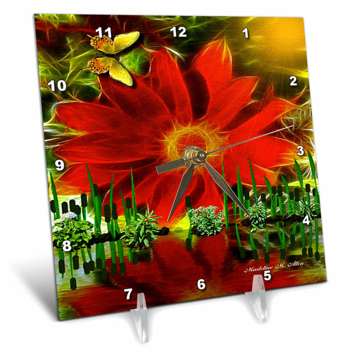 Desk Clock - Feng Shui Flower Art Designs