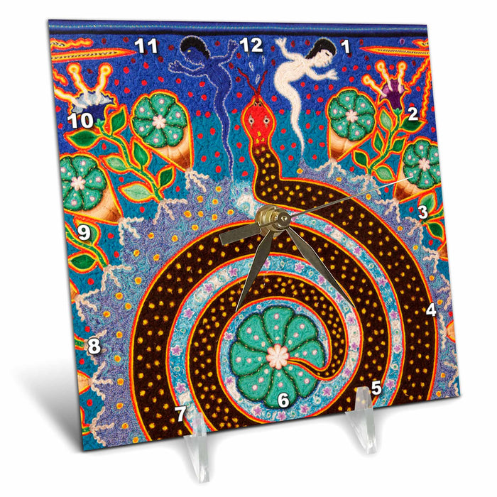 Desk Clock - Folk Art, Huichol art, Santa Fe, New Mexico - US32 JMR1118 - Julien McRoberts Folk Art