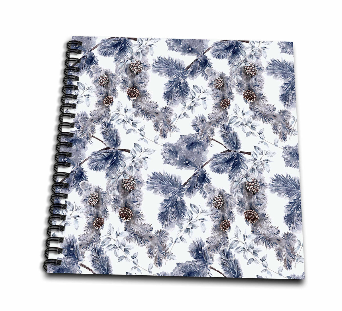 3dRose Christmas Pattern of Pine Branches, Needles, Cones on Light Blue - Drawing Books (db_354615)