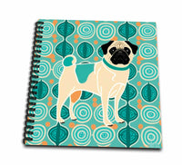 3dRose Mid-Century Modern Pug with MCM Background Pattern - Drawing Books (db-383882)