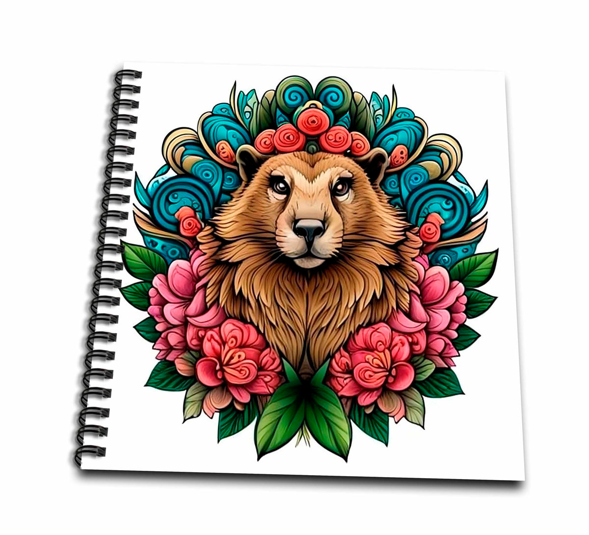 3dRose Olympic Marmot Surrounded by A Wreath of Rhododendron Tattoo... - Drawing Books (db-384723)