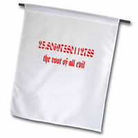 3dRose The Root Of All Evil Math Geek Humor Gothic Red Text - Flags (fl-384947)