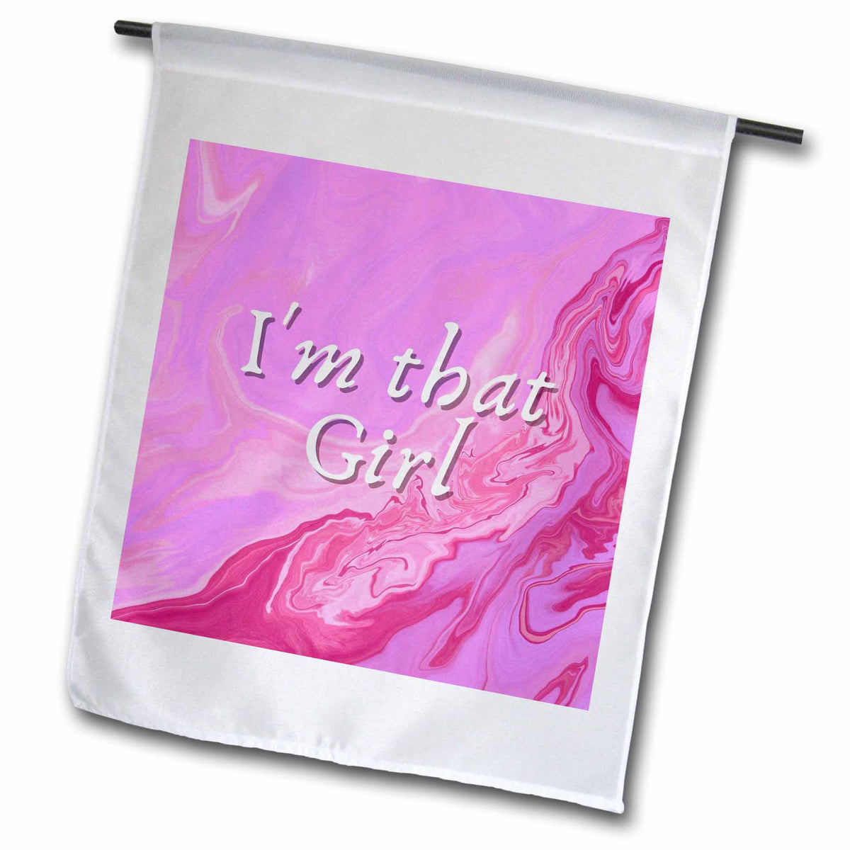 3dRose Cute Pink Background with Text Im That Girl - Flags (fl-385040)