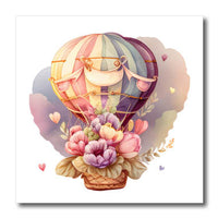 3dRose Pretty Hot Air Balloon of Flowers Illustration - Iron on Heat Transfers (ht-378125)
