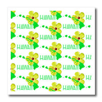 3dRose Pattern of Yellow Hibiscus Flower and Hawaiian Islands... - Iron on Heat Transfers (ht-379494)