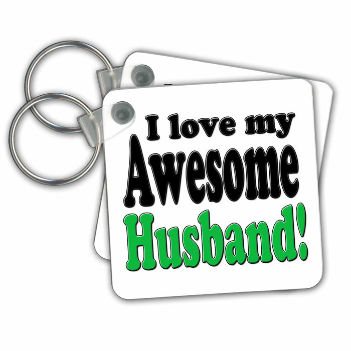 Key Chain - I love my awesome husband, Green, Funny Quotes