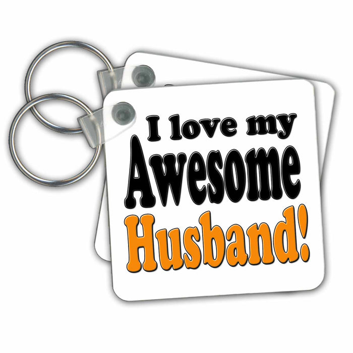 Key Chain - I love my awesome husband, Orange, Funny Quotes