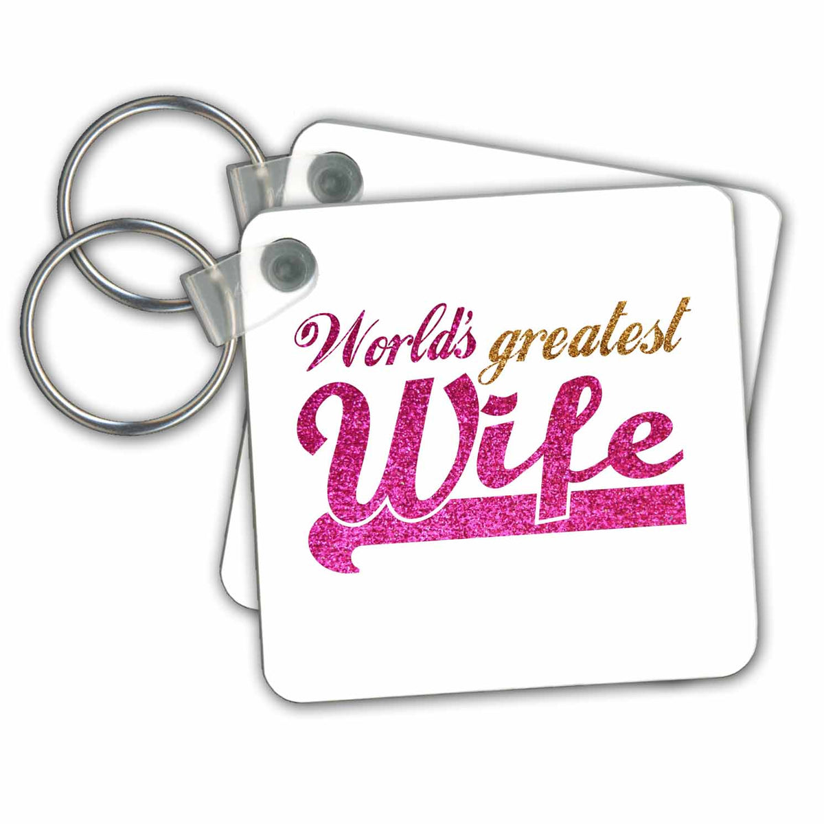 3dRose Key Chains Worlds Greatest Wife - Romantic marriage or wedding anniversary gifts for her - best wife - hot pink (kc-151324-1)