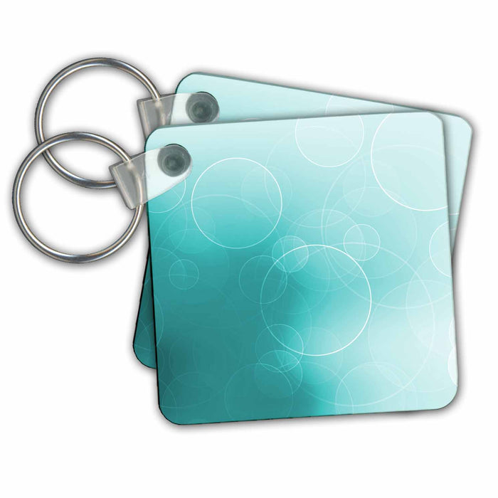 Key Chain - Pretty Floating White Circles On A Shimmering Turquoise Background Circles