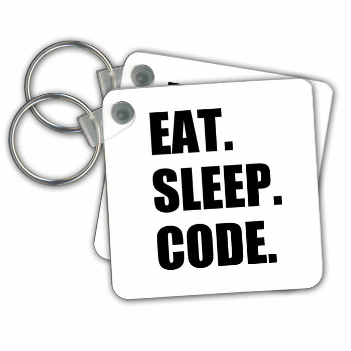 Key Chain - Eat Sleep Code - computer coder. Programmer. love to program. Coding Eat Sleep series