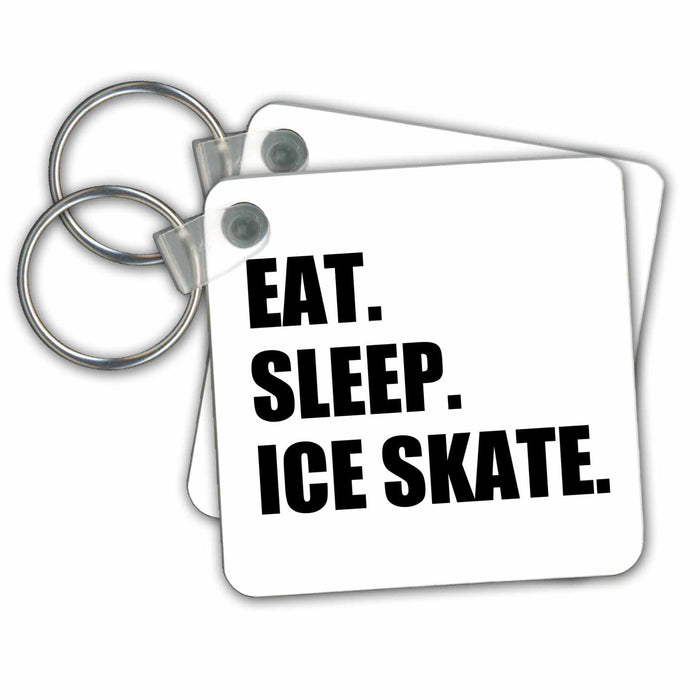 Key Chain - Eat Sleep Ice skate - skater gifts for skating enthusiast - black text Eat Sleep series