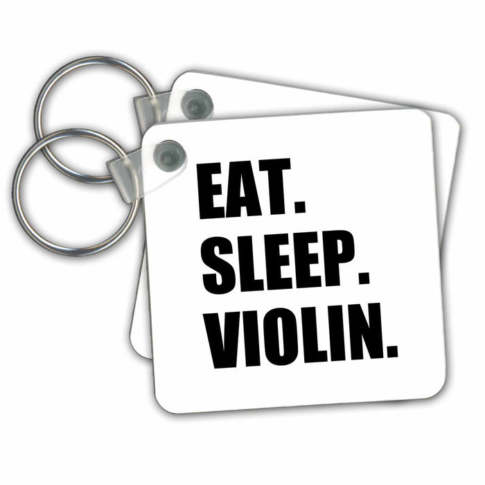 Key Chain - Eat Sleep Violin - black text - music musician fun orchestra practice Eat Sleep series