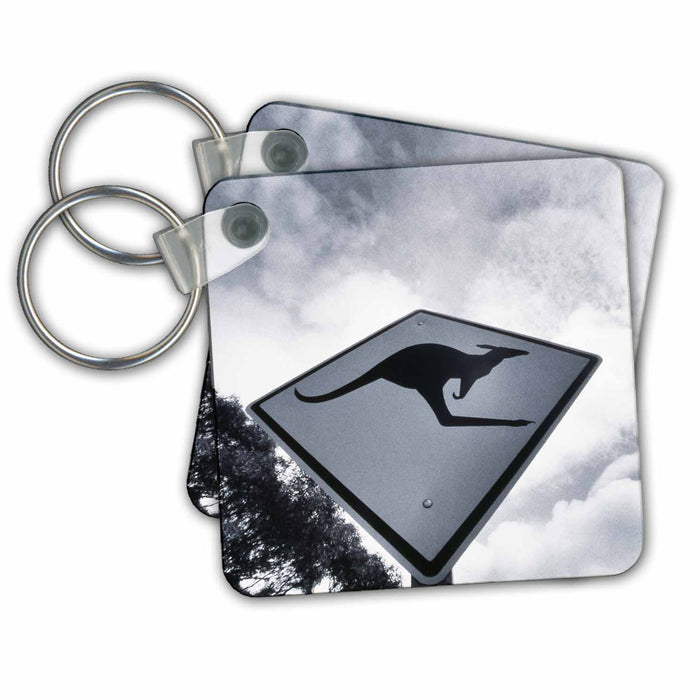 Key Chain - Australia, South Australia, Younghusband. Kangaroo Crossing sign. Signs