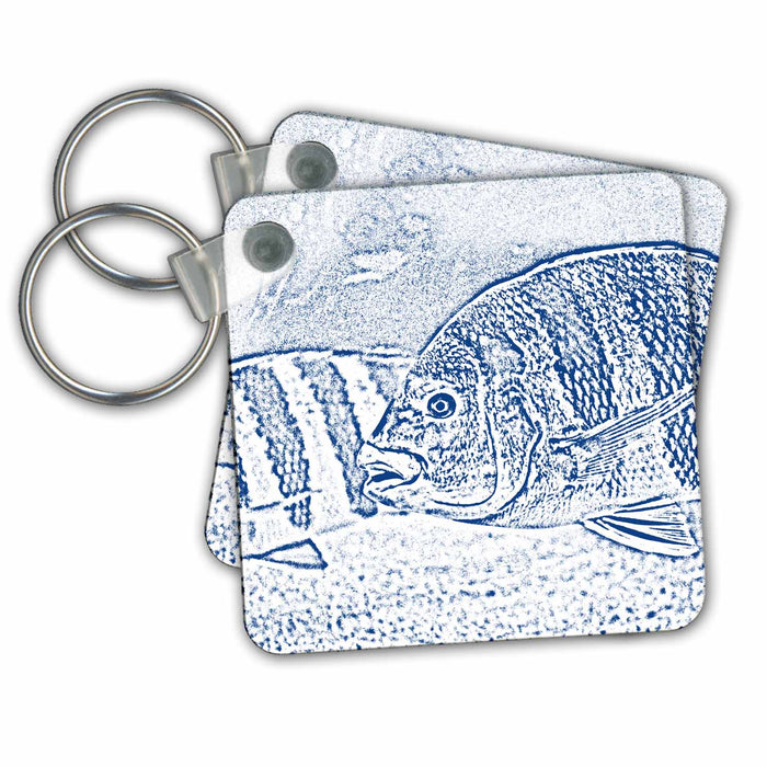 Key Chain - Cichlid Fish Blue And White Animal animals