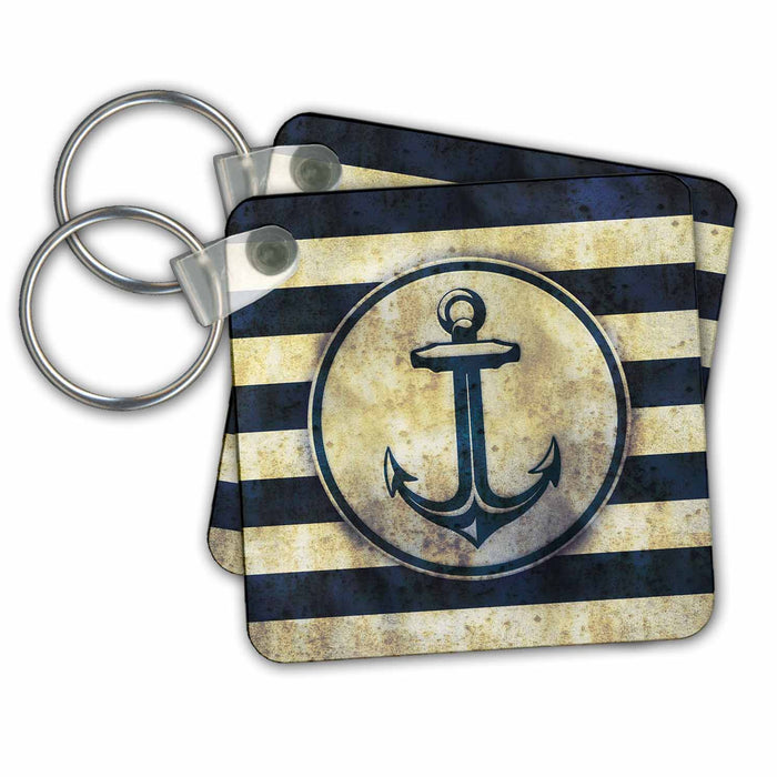 Key Chain - Nautical – grunge sea anchor Digital Design – Nautical