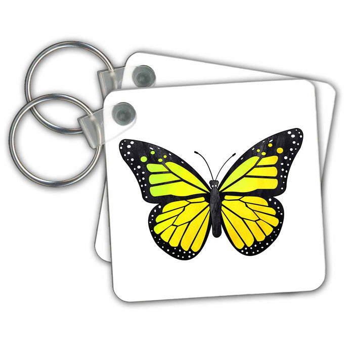 Key Chain - Yellow Monarch Butterfly Designs Butterflies