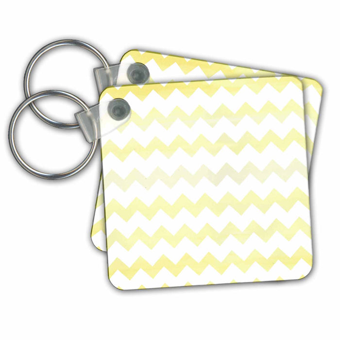 Key Chain - Yellow Watercolor Chevron Zigzag Pattern Designs Boho