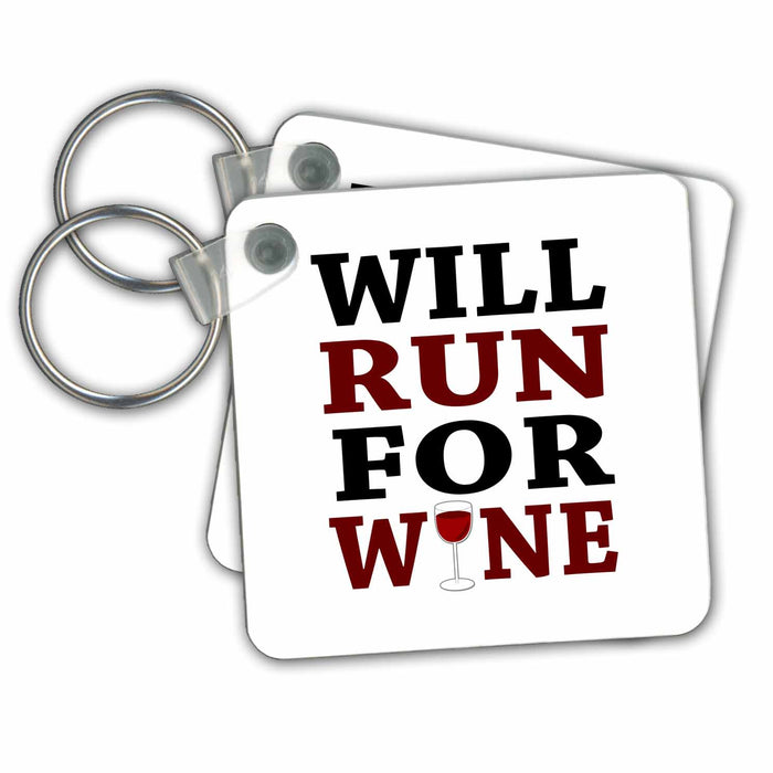 Key Chain - Wine Run For Wine - Red Designs Running