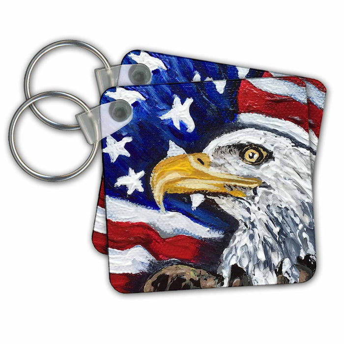 Key Chain - Picture of an Eagle and US Flag A.TorresArtPatriotic