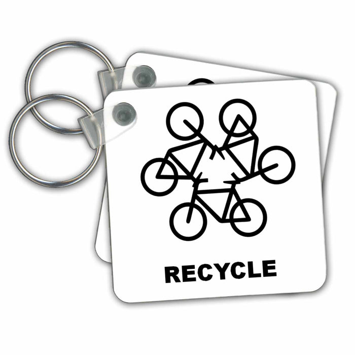 Key Chain - Recycle Emblem From Bicycles Greeting Card - Recycle