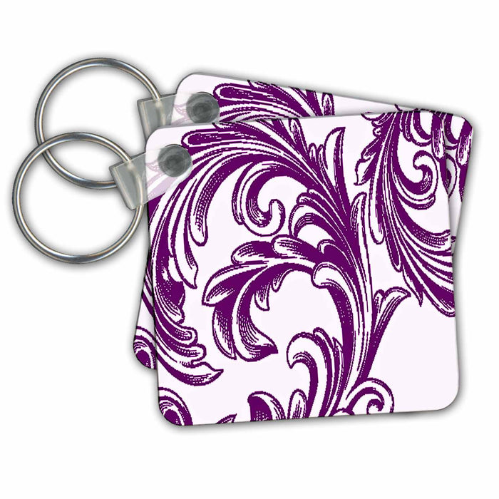 Key Chain - Purple and White Large Flourish Flourishes