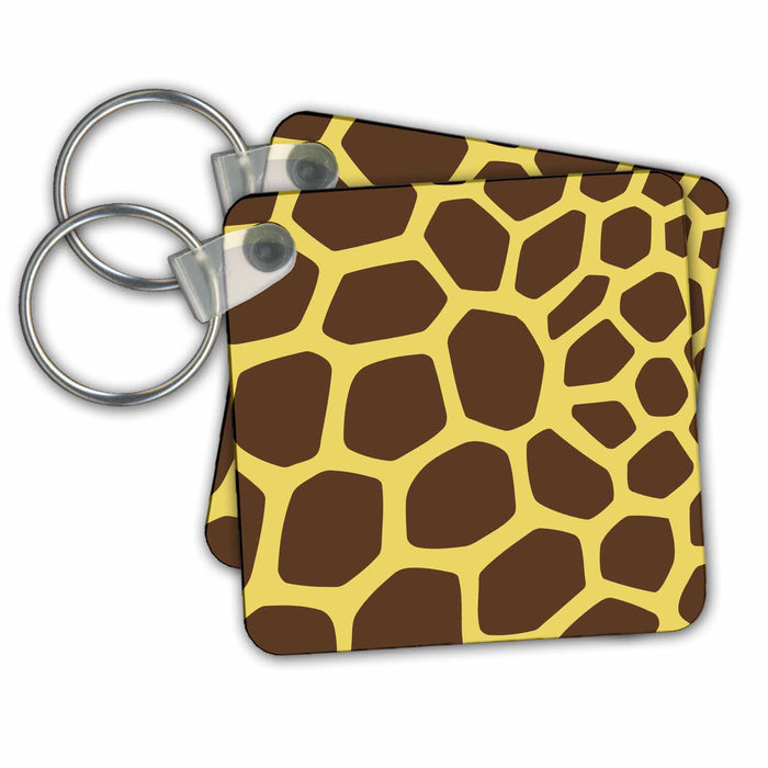 Key Chain - Brown and Yellow Jumbo Giraffe Pattern Patterns