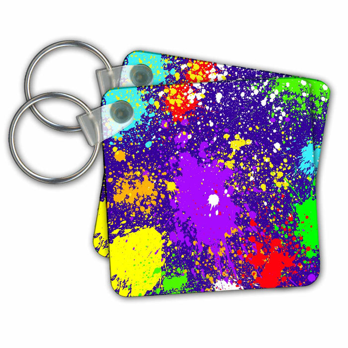 Key Chain - Multicolor Splatters, Drips and Splashes Designs