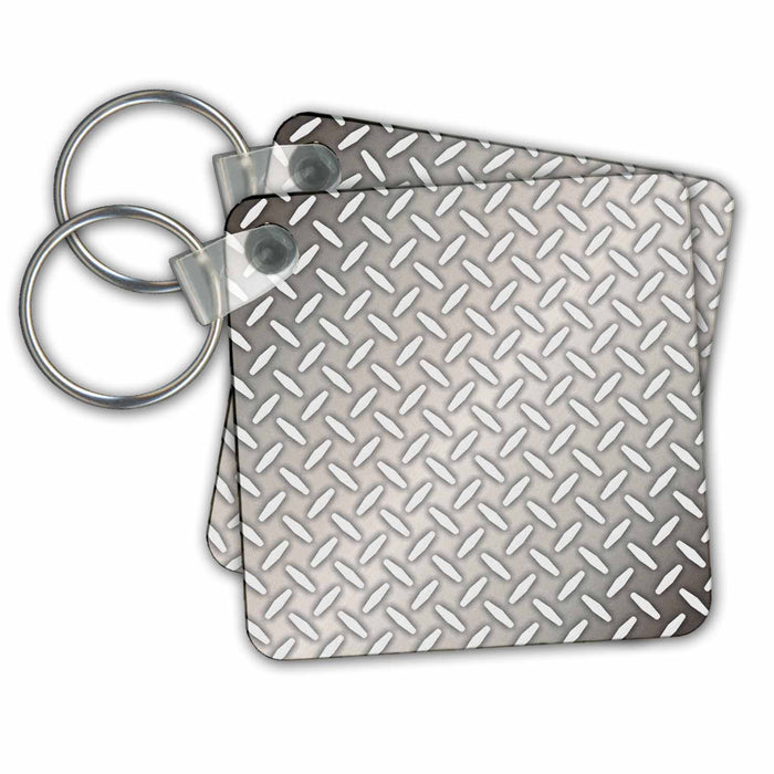 Key Chain - Gray Steel Diamond Plate Industrial Pattern Patterns